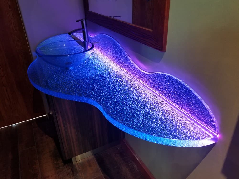 Bathroom glass countertop, vessel and backsplash (BC132)