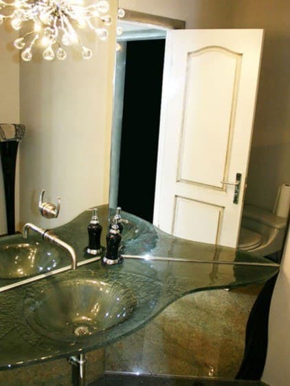 CORNER INTEGRATED GLASS SINK (IS34)
