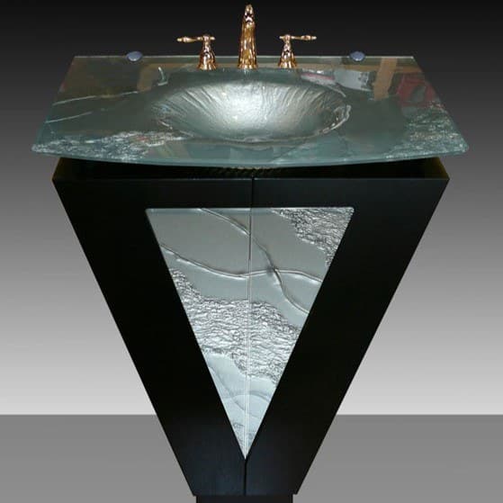 "GOLDSTREAM" GLASS VANITY (SILVER) (IS229)