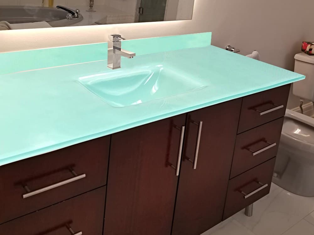 INTEGRATED GLASS SINK (aqua clear) (IS337)