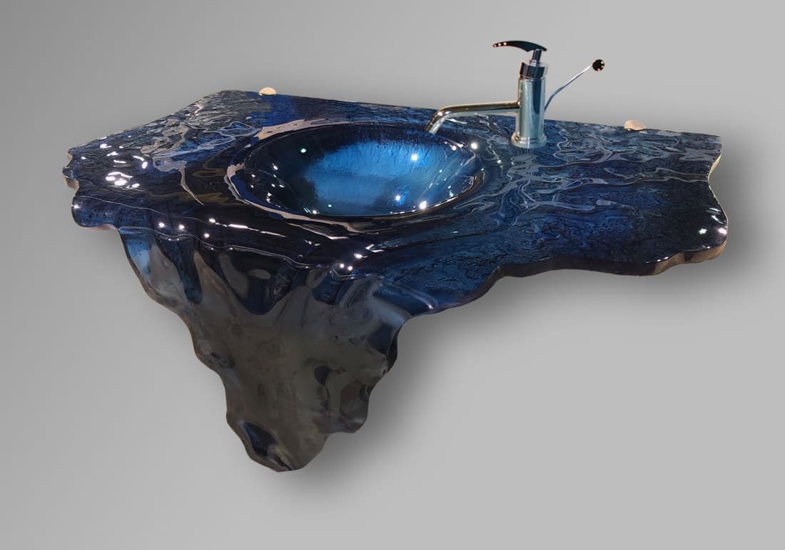 Waterfall Glass Sink (Dark Blue Translucent) (WMGS4)