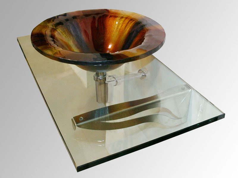 Glass countertop vessel