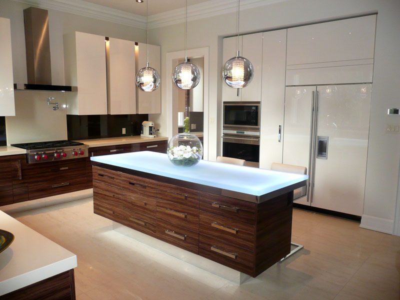 glass kitchen islands