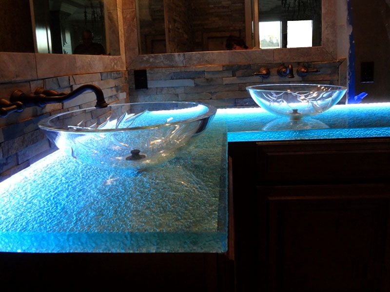 glass bathroom countertops