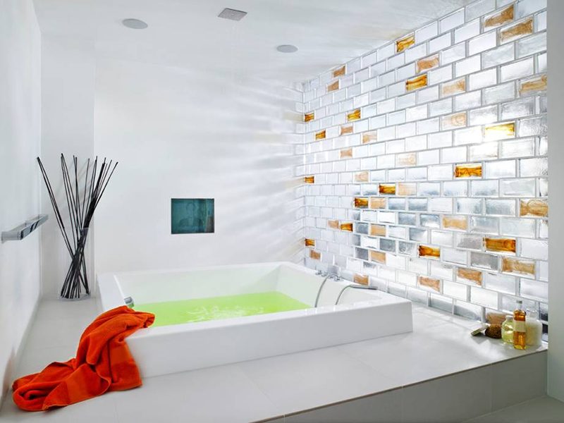 glass bricks bathroom