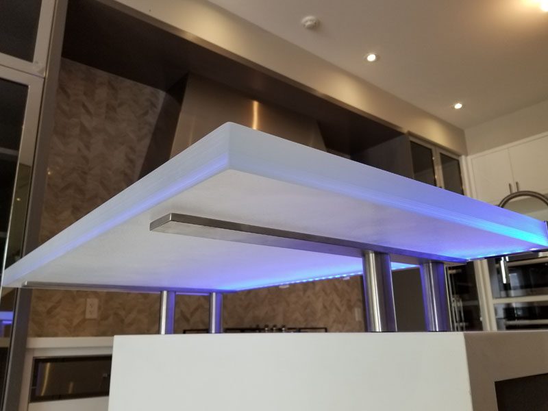 raised glass countertop