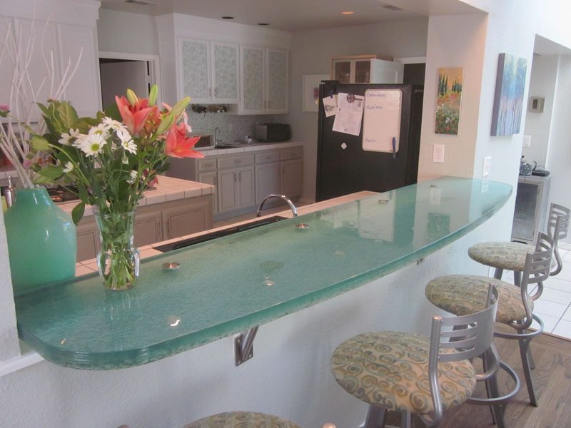 glass bar top for kitchen