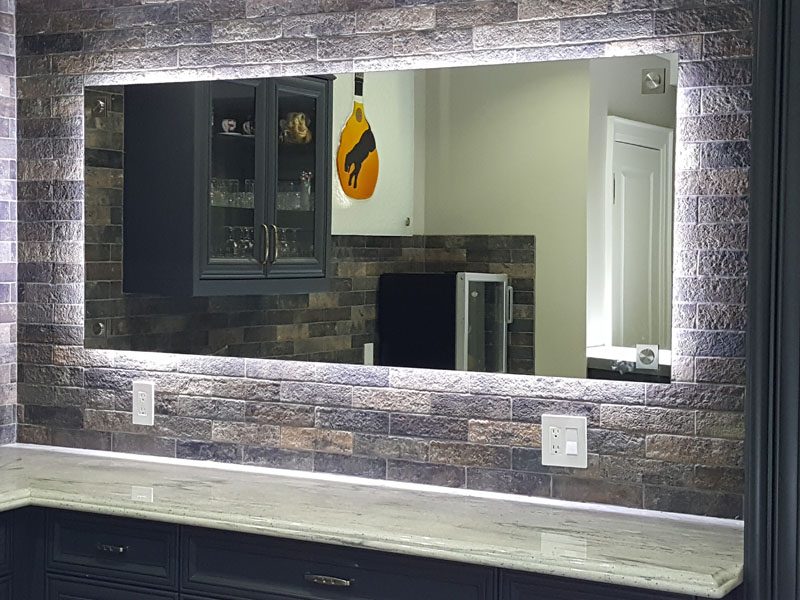mirror with bottle of cognac