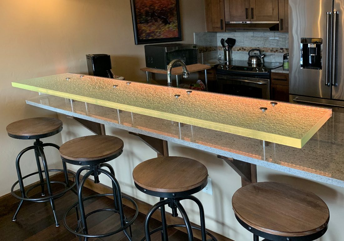 glass kitchen bar top