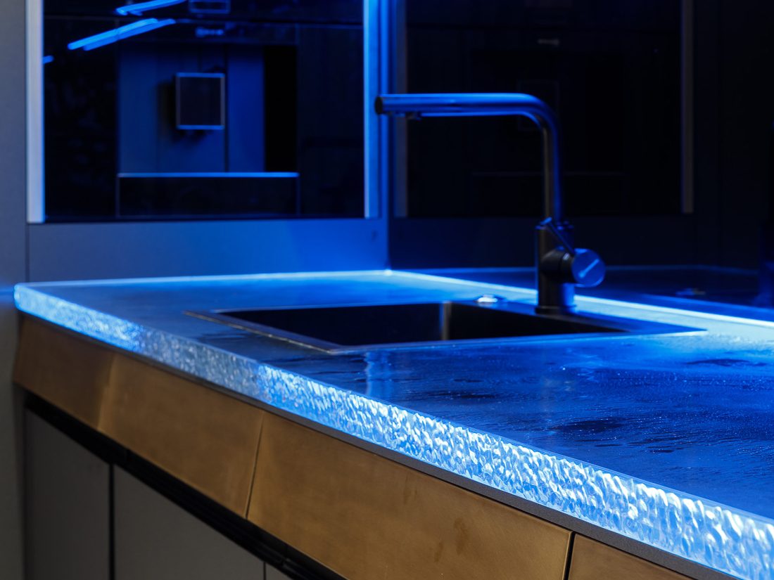 glass kitchen countertop
