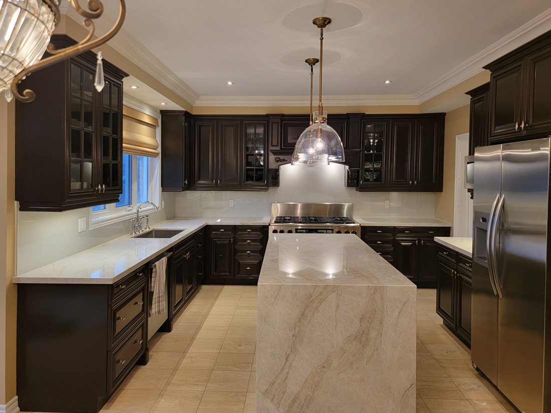 Back painted glass backsplash