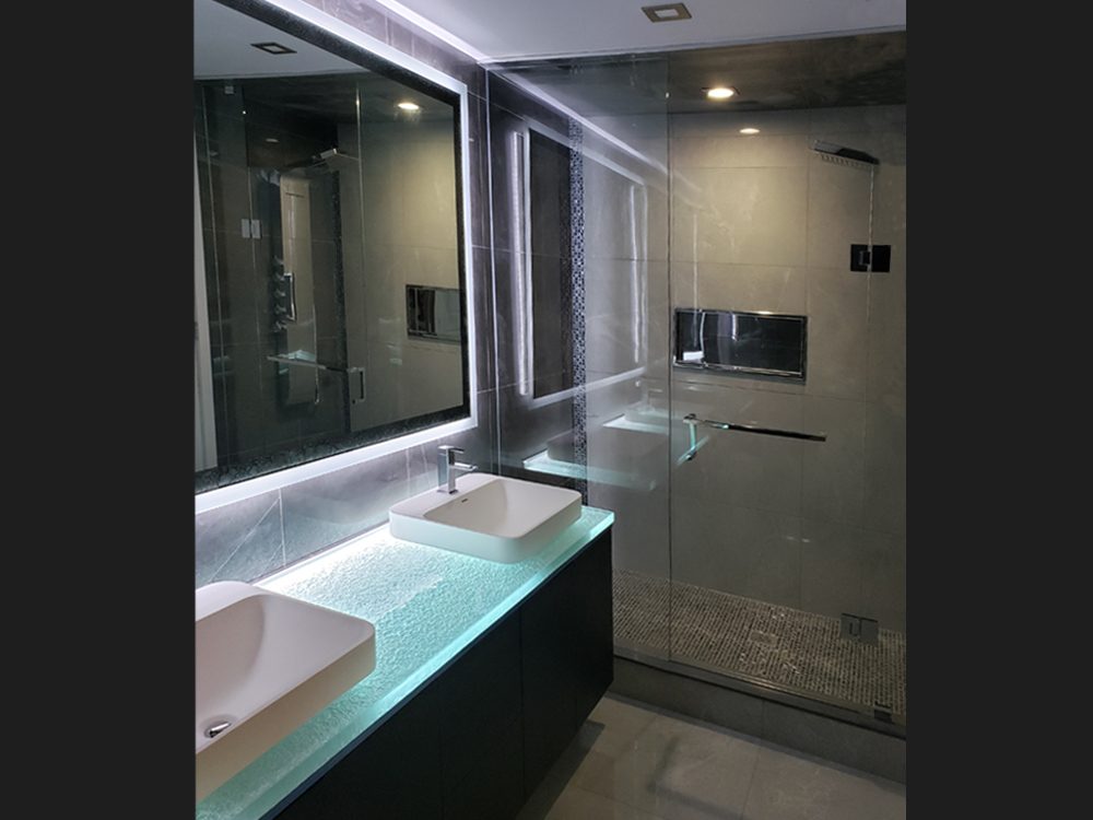glass bathroom countertops