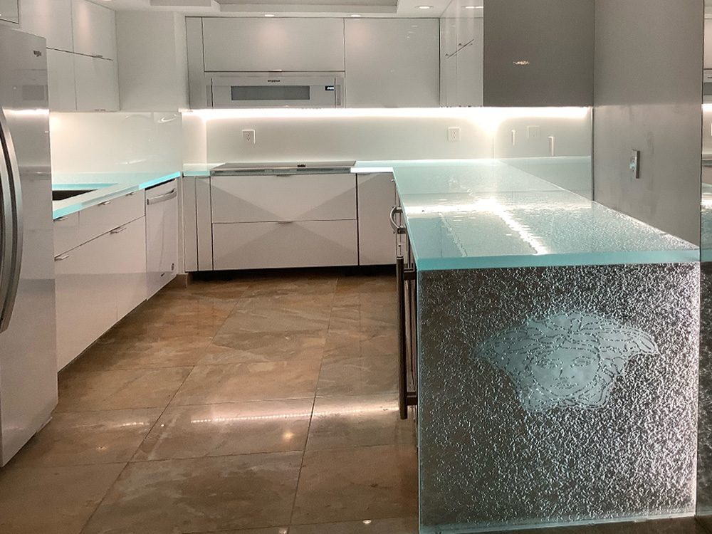 Crushed glass countertops