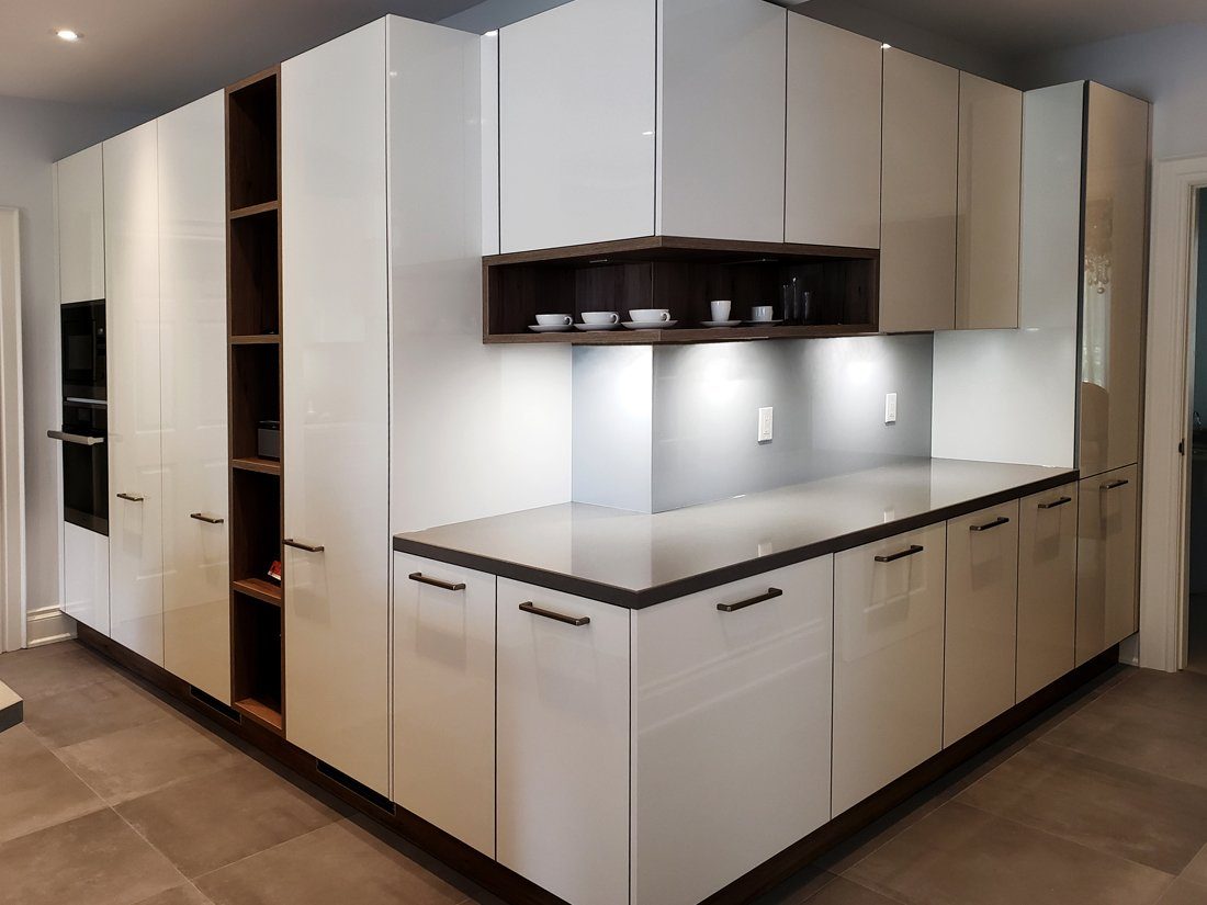 Mosaic glass backsplash