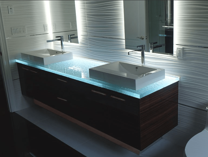 Glass Counter with Sink Attached