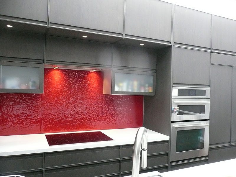 Glass backsplashes by CBD Glass, textured, colored glass.