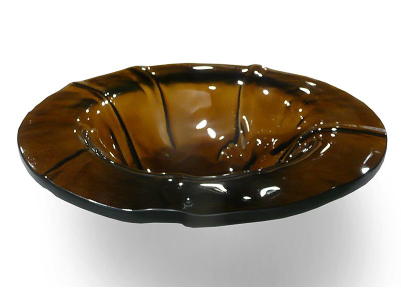 Glass vessel Folded brown translucent